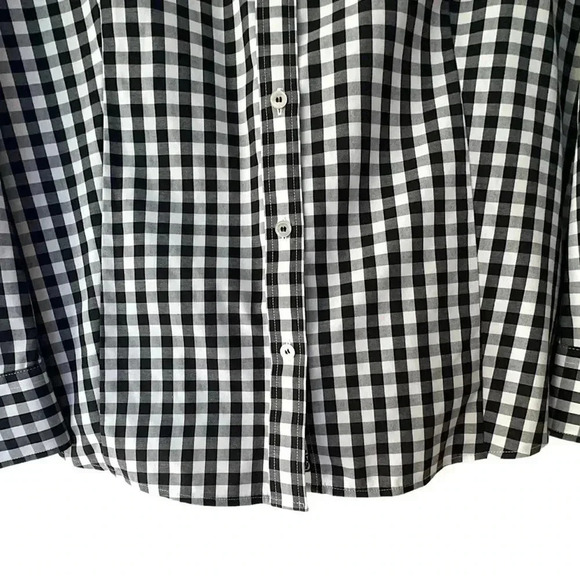 TALBOTS NWOT NO IRON SHIRT BUTTON FRONT BLACK WHITE GINGHAM COTTON | EXTRA LARGE - Picture 3 of 8